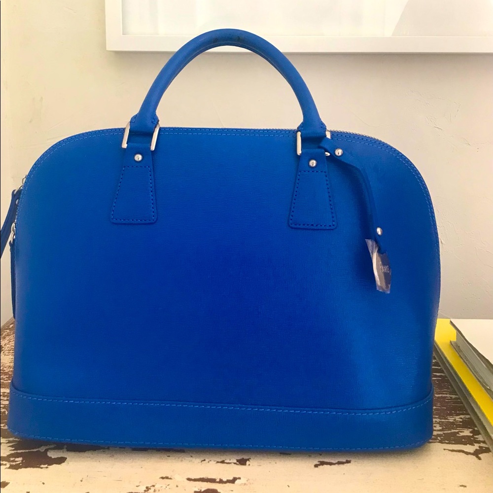 Fiore Blue Leather Bag- Made in Italy.